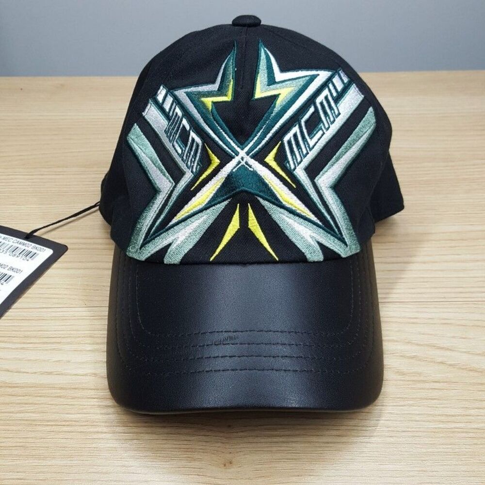 MCM MCMotor Hat Black Embroidered Adjustable Baseball Cap Leather Bill Logo $370